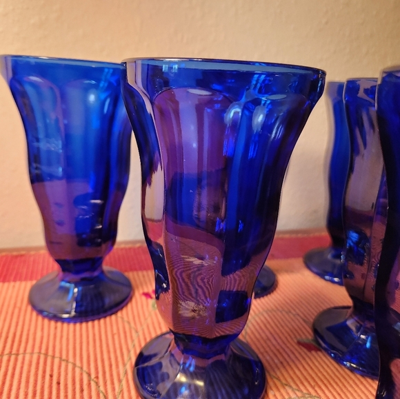 Vintage Anchor Hocking Cobalt Blue Glass 10oz. Soda Fountain Glasses Set of 6 - Picture 8 of 8
